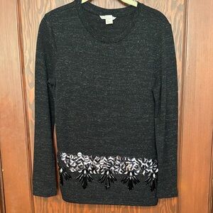 H&M Charcoal Long Sleeve Top with Embellishments